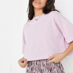tall lilac short sleeve oversized crop t shirt