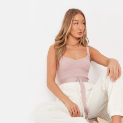 blush ribbed d ring knit bodysuit