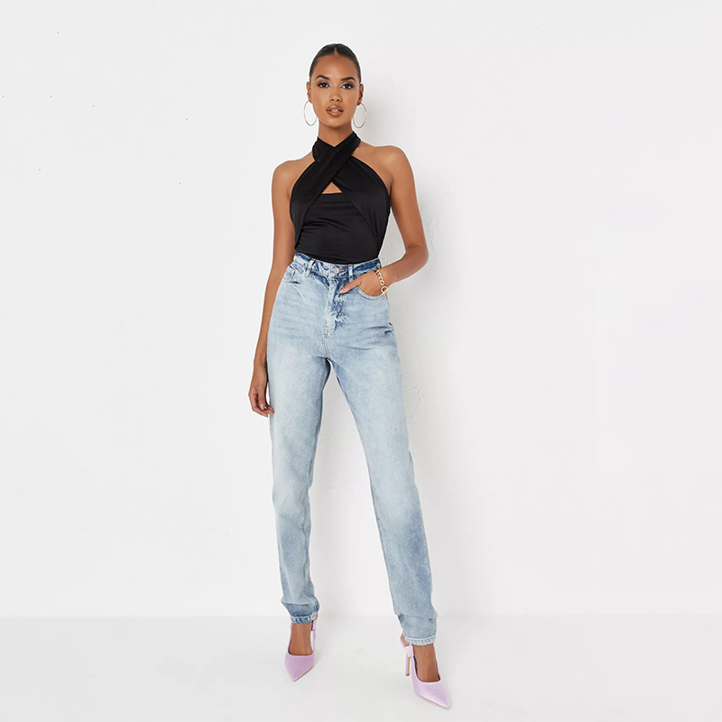 tall black slinky halterneck bodysuit