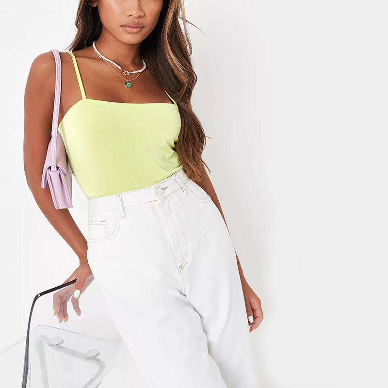 lime seamless straight neck cami bodysuit