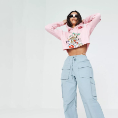 X missguided pink cropped hoodie