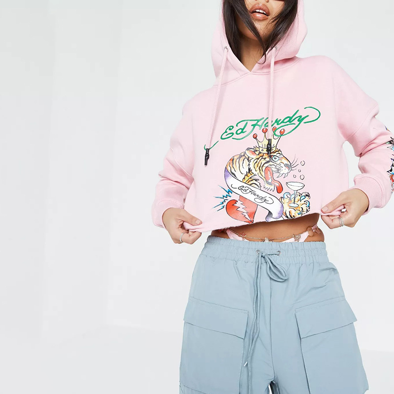X missguided pink cropped hoodie