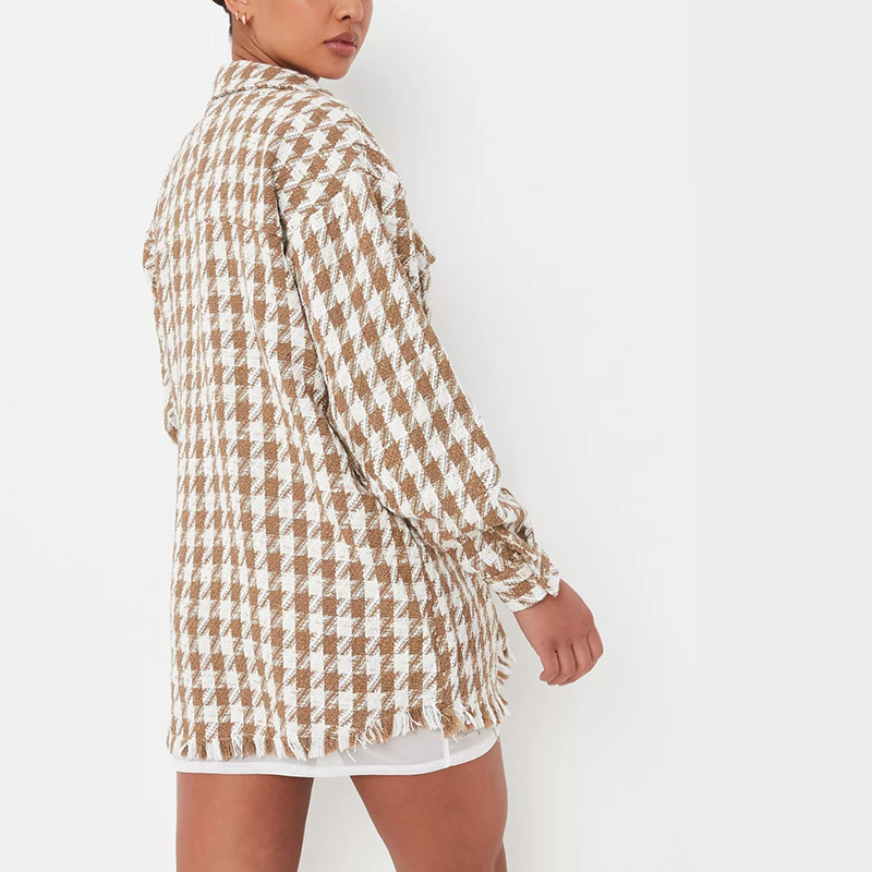 tall brown boucle oversized shacket