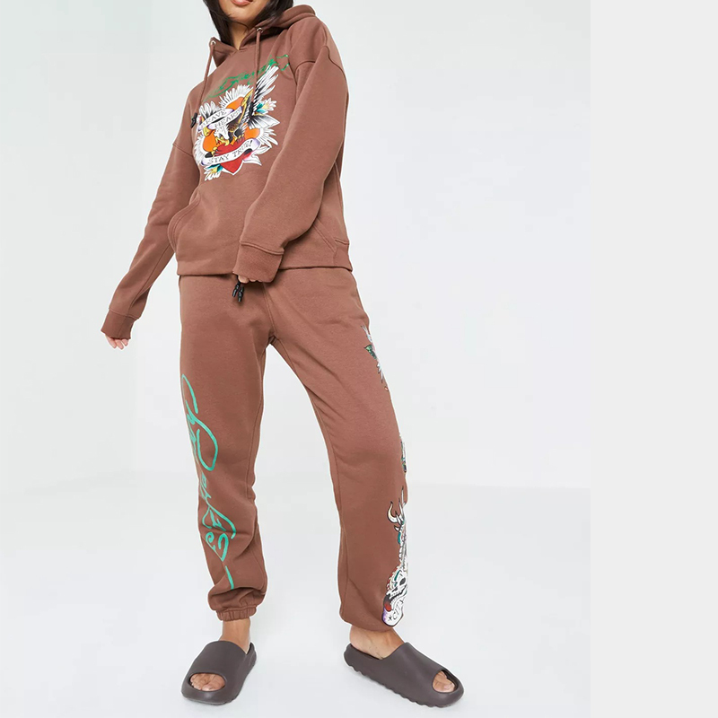 X missguided brown graphic hoodie