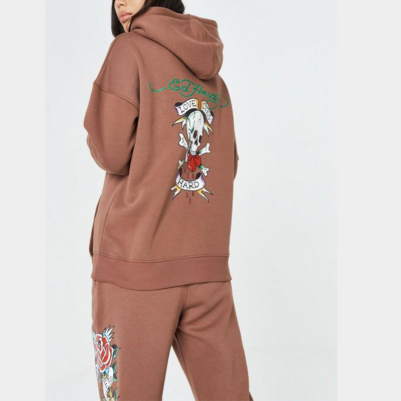 X missguided brown graphic hoodie