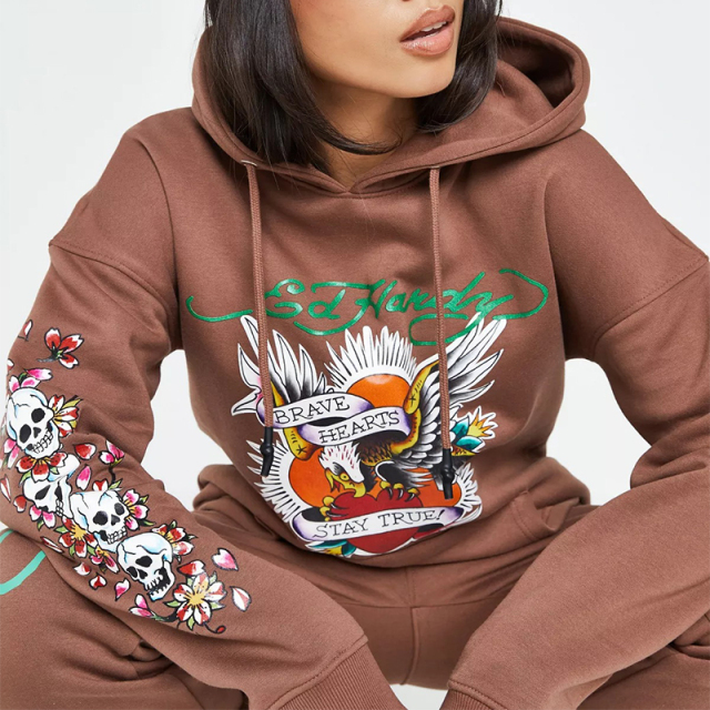 X missguided brown graphic hoodie