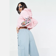 X missguided pink cropped hoodie