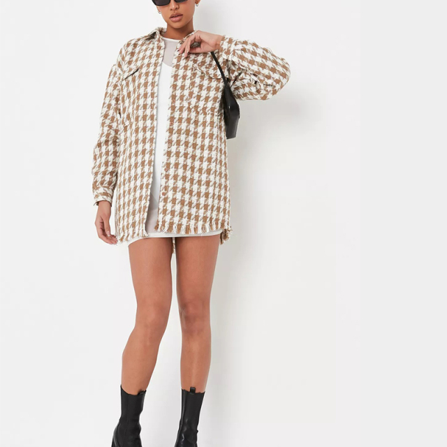 tall brown boucle oversized shacket