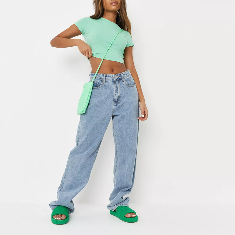 blue cap sleeve crop fitted t shirt