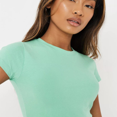 blue cap sleeve crop fitted t shirt
