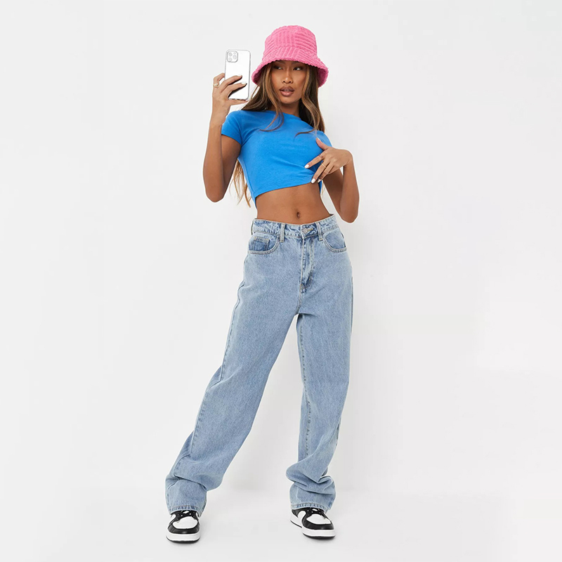 blue cap sleeve crop fitted t shirt