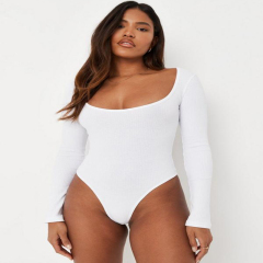 pink rib scoop neck long sleeve bodysuit