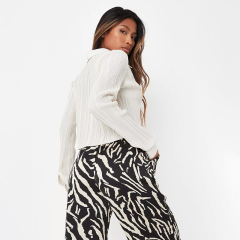 cream plisse cropped shirt