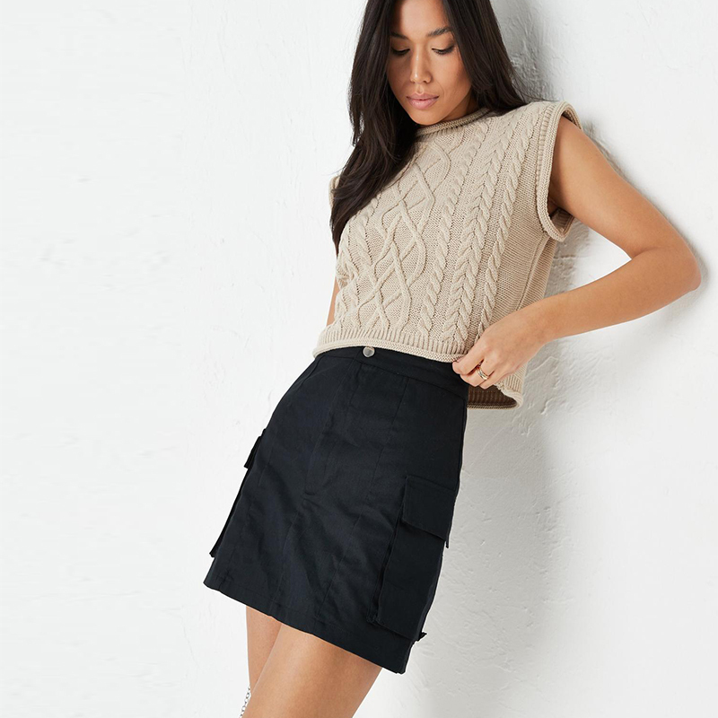 tall sand cropped cable knit vest top