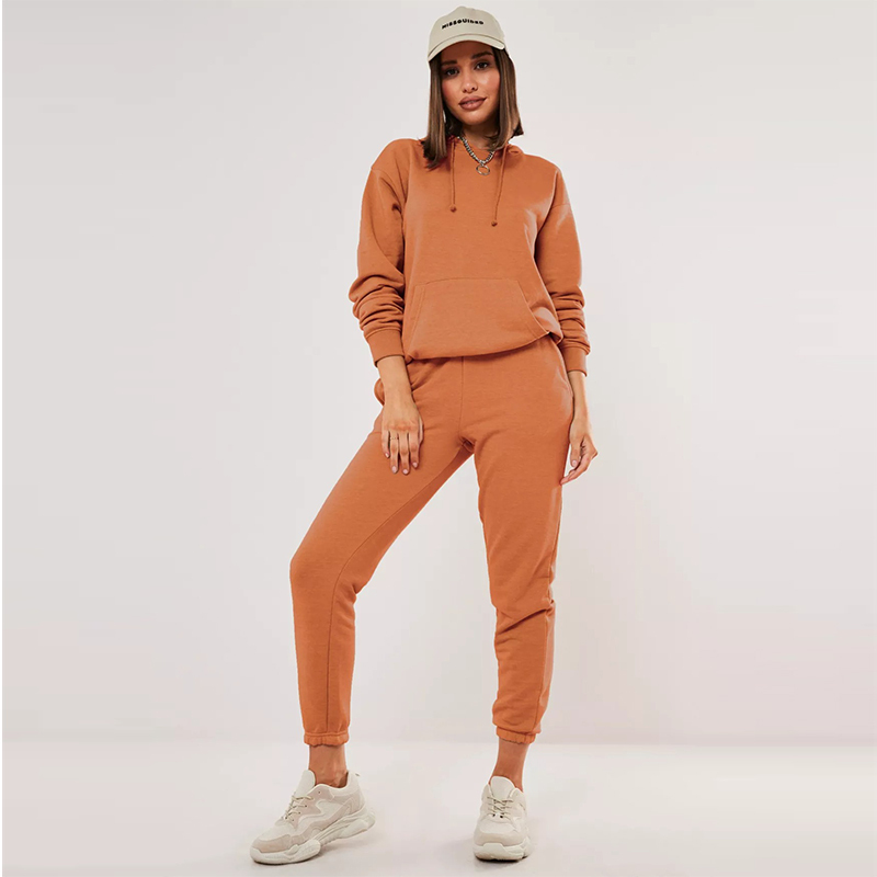 rust basic hoodie and jogger co ord set