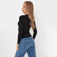 black crew neck long sleeve basic top