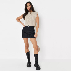 tall sand cropped cable knit vest top