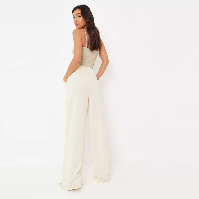light blue loopback wide leg joggers