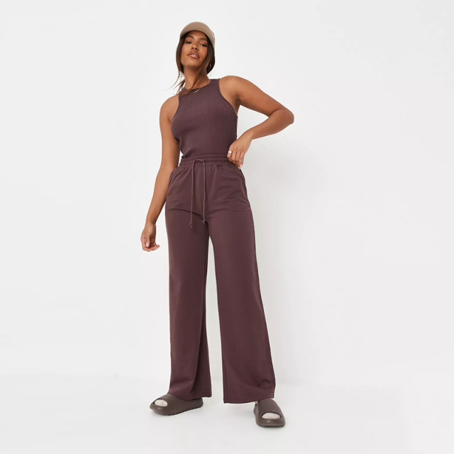 light blue loopback wide leg joggers