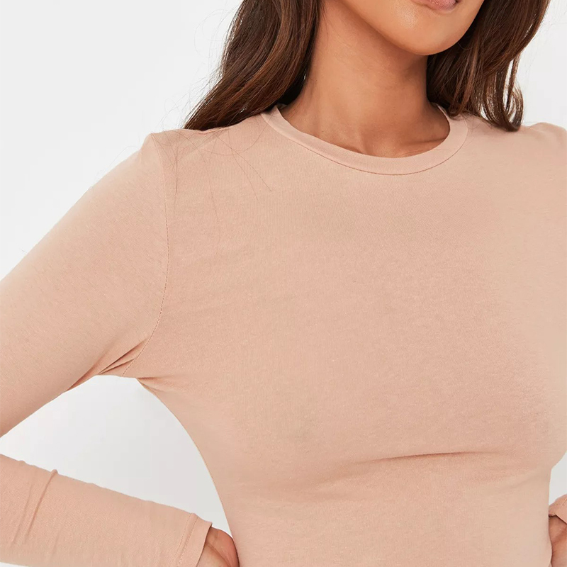 camel long sleeve crew neck top
