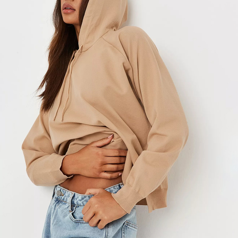 sand oversized knit hoodie