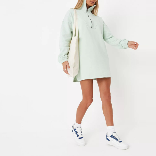 mint half zip sweater dress