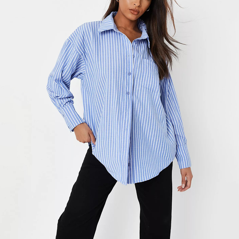 blue stripe extreme oversized poplin shirt