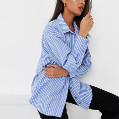 blue stripe extreme oversized poplin shirt