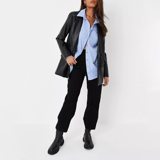 blue stripe extreme oversized poplin shirt