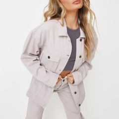 lilac co ord oversized denim jacket