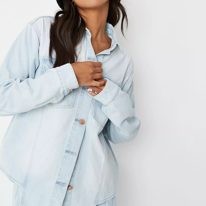 light blue co ord deconstructed seam denim shirt