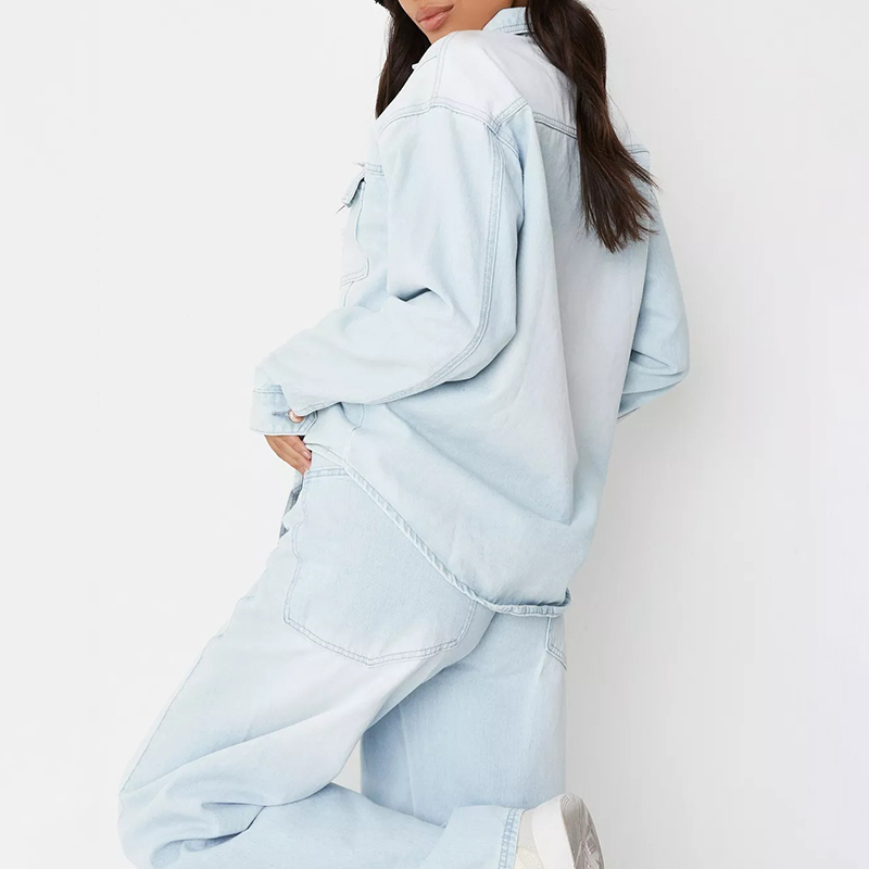 light blue co ord deconstructed seam denim shirt