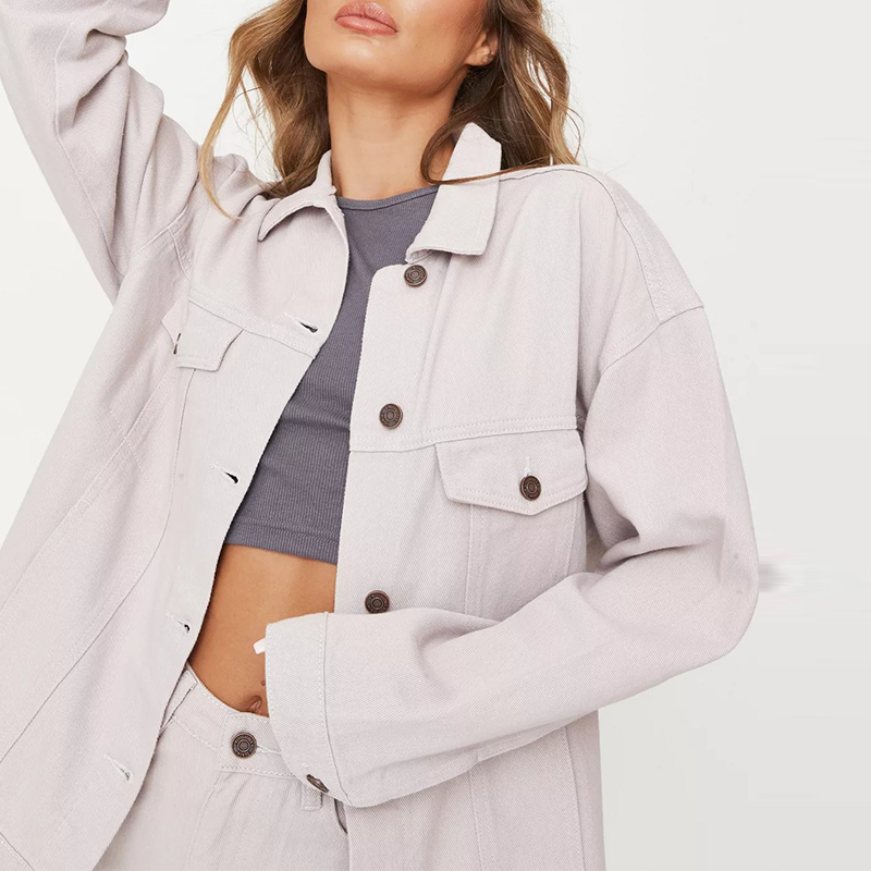 lilac co ord oversized denim jacket