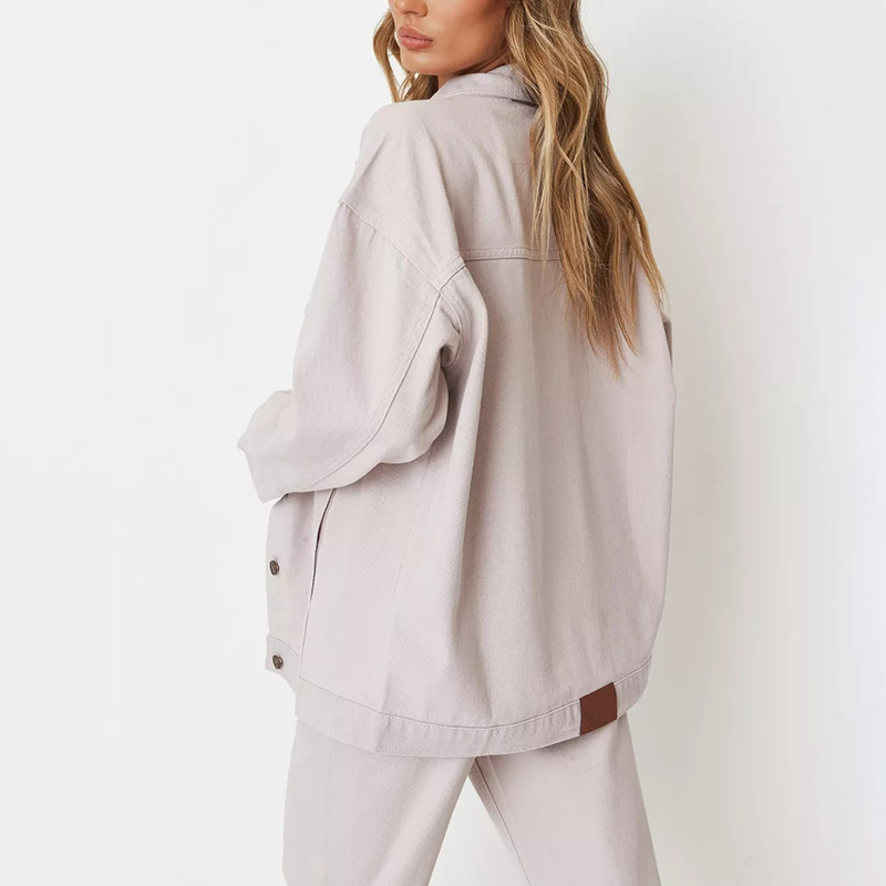 lilac co ord oversized denim jacket