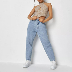brown gingham cross front halterneck corset crop top