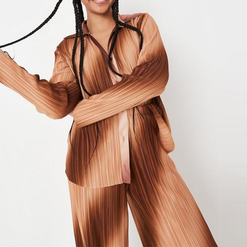 chocolate co ord ombre plisse oversized shirt