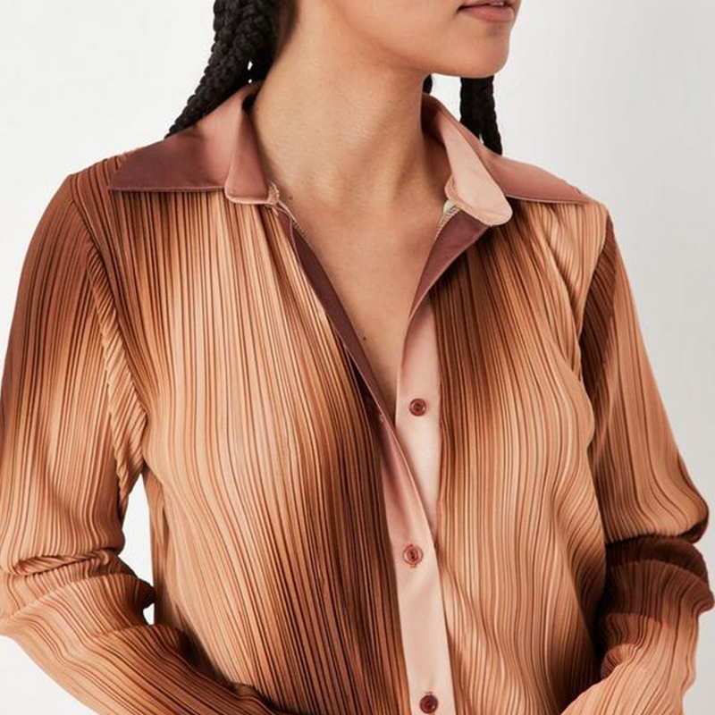chocolate co ord ombre plisse oversized shirt