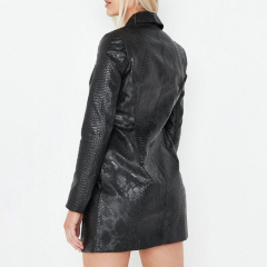 black faux leather mock croc maternity blazer dress