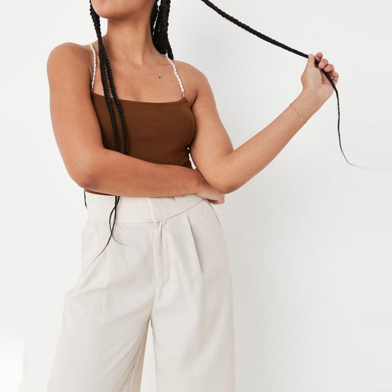 tall chocolate mock pearl strap knit bodysuit