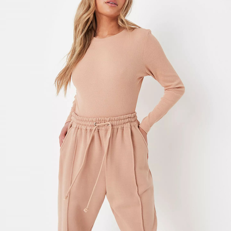 camel long sleeve rib bodysuit