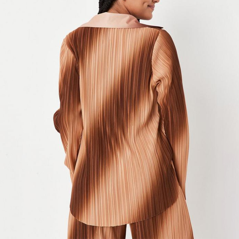 chocolate co ord ombre plisse oversized shirt