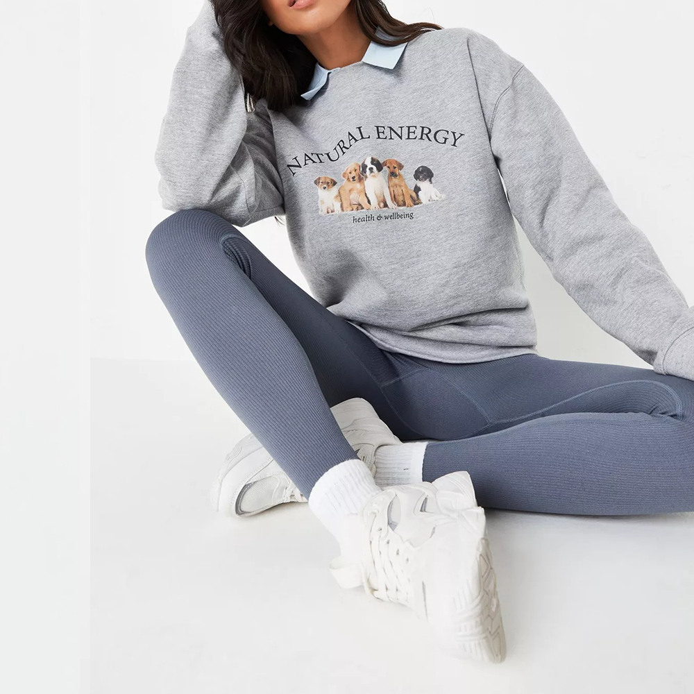 grey marl natural energy dog graphic sweatshirt