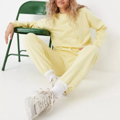 beige brushed back sweatshirt and joggers co ord set