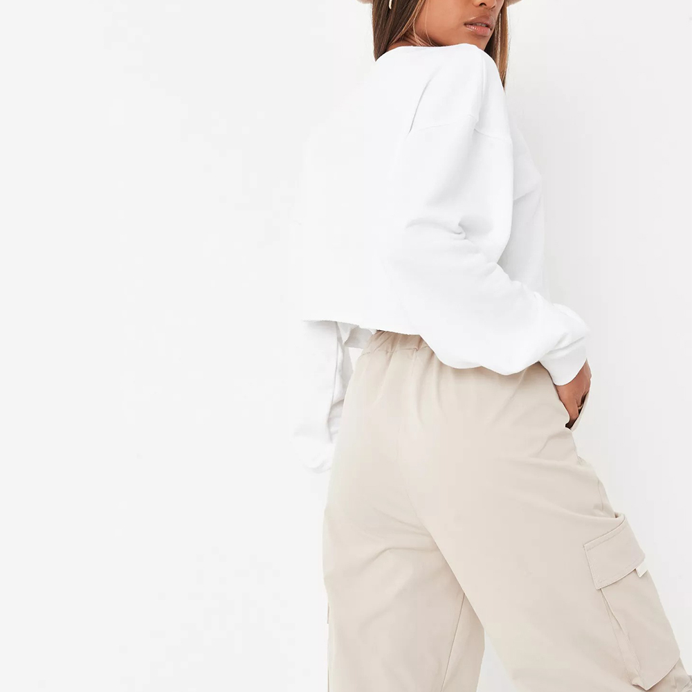white missguided raw hem cropped sweatshirt
