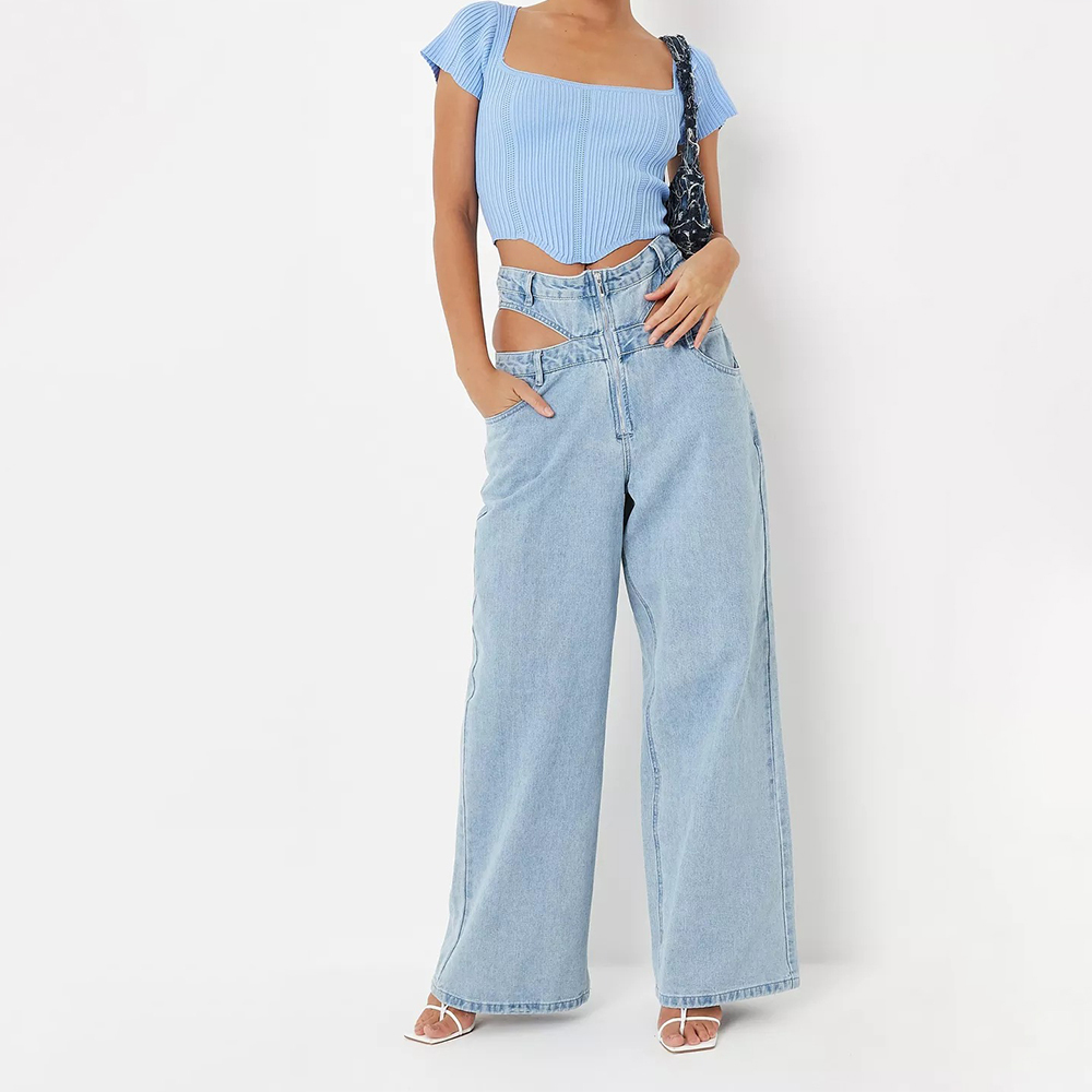 tall blue sweetheart neck rib knit t shirt