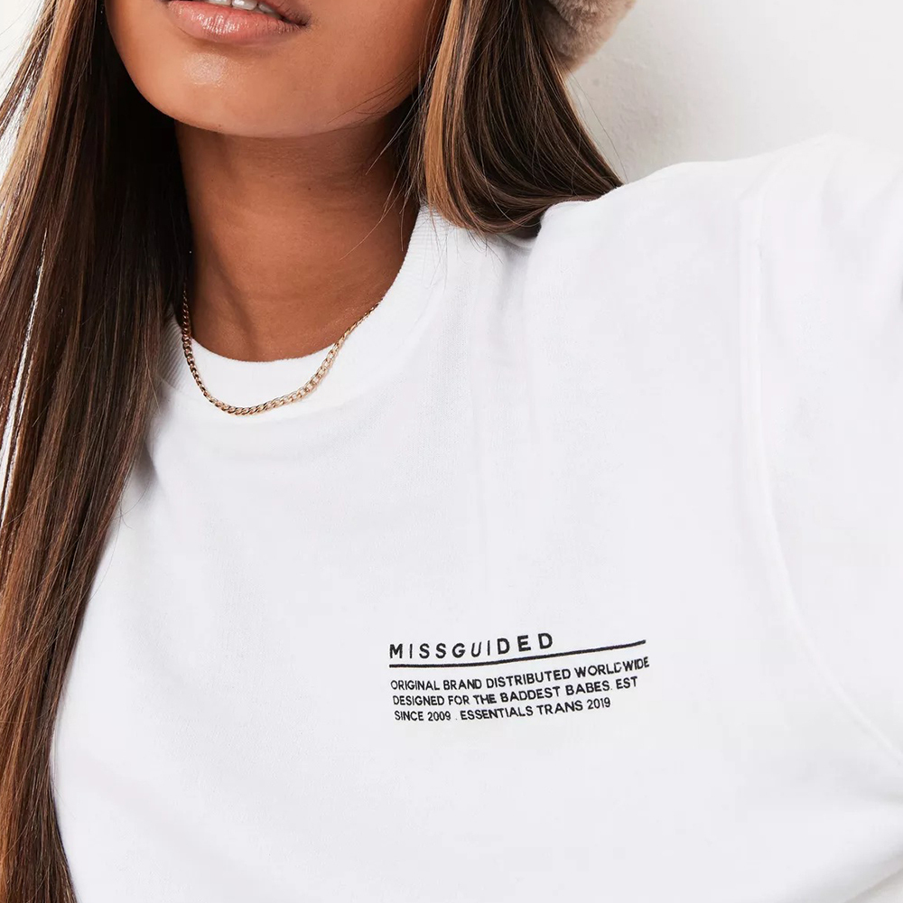 white missguided raw hem cropped sweatshirt