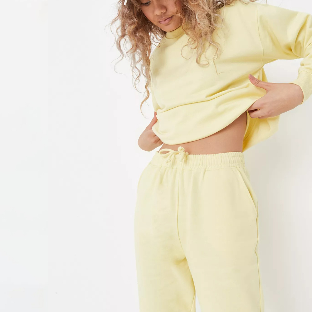 beige brushed back sweatshirt and joggers co ord set