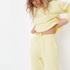 beige brushed back sweatshirt and joggers co ord set