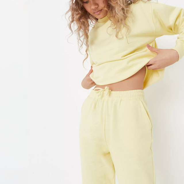 beige brushed back sweatshirt and joggers co ord set