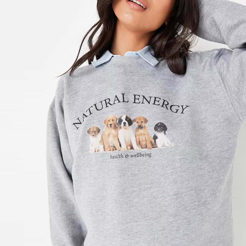 grey marl natural energy dog graphic sweatshirt
